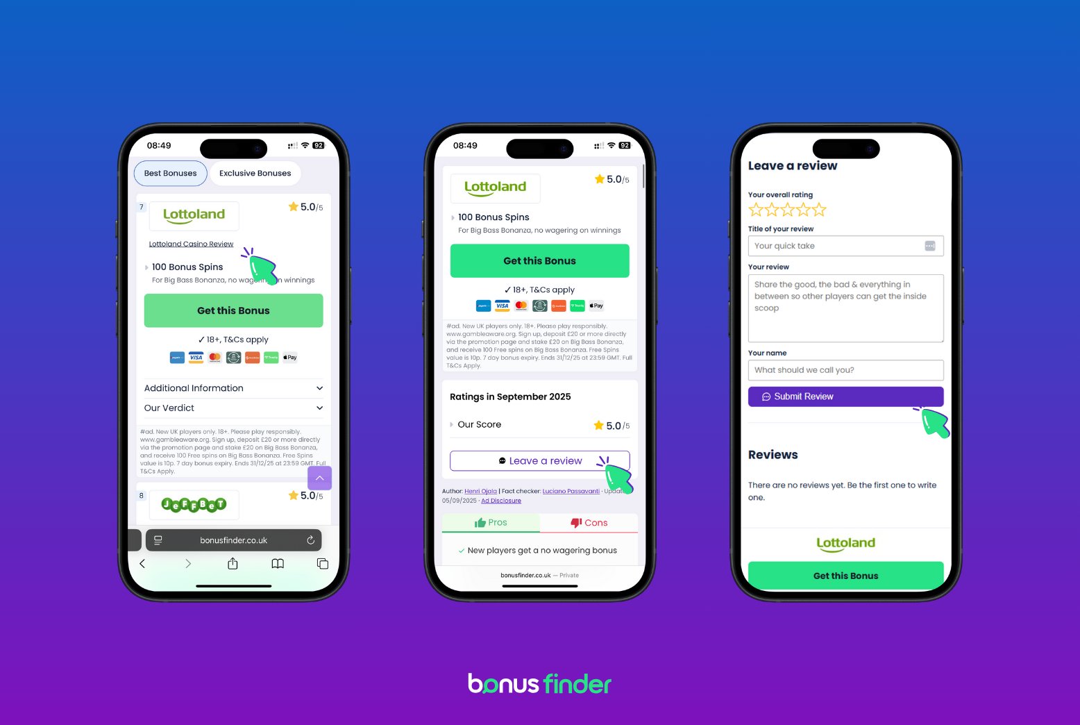 How to leave a review on BonusFinder