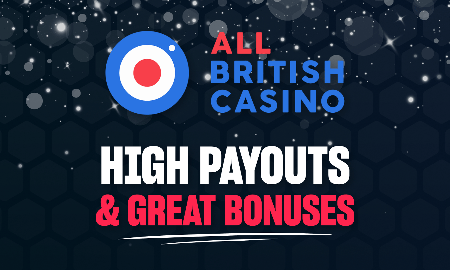 All British Casino logo on dark blue background with text high payouts and great bonuses
