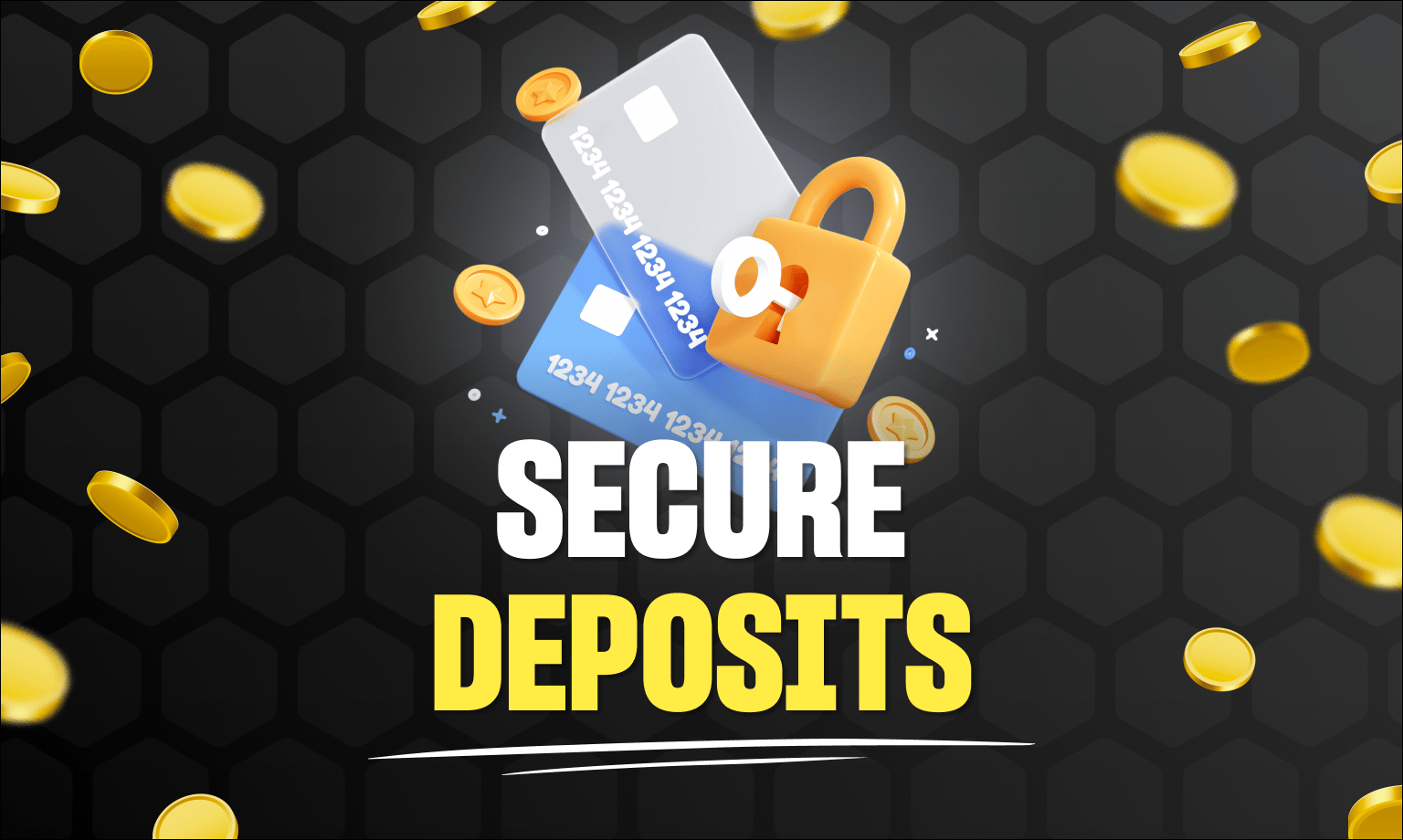 Safe payments. Image shows two debit cards, coinc and a padlock