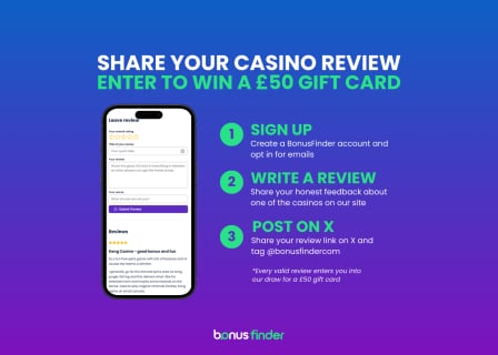 Leave a review at BonusFinder UK and win £50 gift card